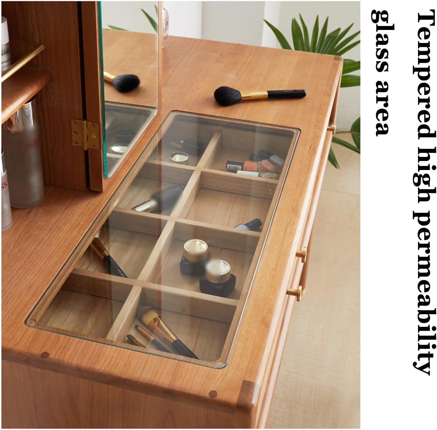 Vanity Table Vanity Table Set Dressing Table,Wood Dressing Table with Chair and Mirror, Bedroom Furniture, Drawers Makeup Desk