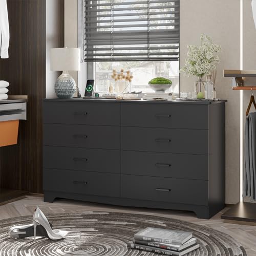 Hasuit Tall Dresser for Bedroom, White Large Chest of Drawers, 55.6'' High Dressers with 7 Drawers, Modern Wooden Vertical Storage Clothes Closet Organizer