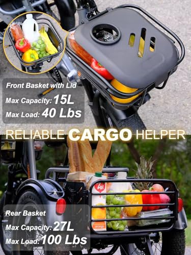 Breeze Folding Electric Tricycle for Adults, 1000W 48V 15AH, 18''×4'' Fat Tire Electric Trike, 20MPH 80Miles E-trike, 3 Wheel Electric Bike, Reverse & Parking, 450lbs Load (with Upgraded Parts)