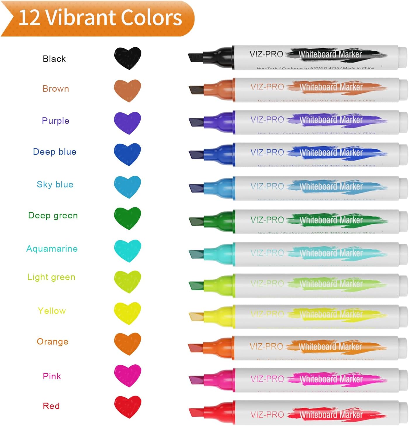 VIZ-PRO Double-Sided Magnetic Mobile Whiteboard 72 x 40 Inches, Aluminium Frame and Stand, with 12 Colors Dry Erase Markers