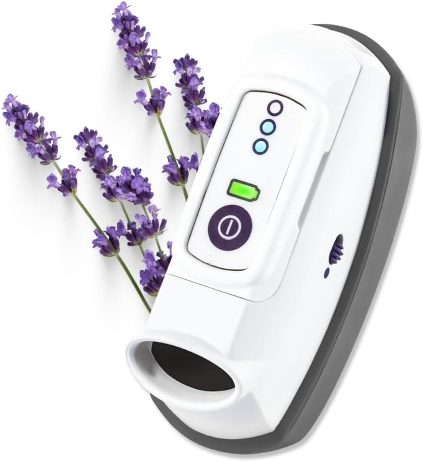 CalmiGo Anxiousness & Stress-Relief Natural Calming Device, Peppermint Scent, Purple
