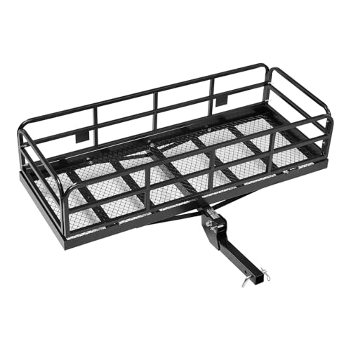 VEVOR 70" x 30" x 6", Hitch Cargo Carrier, 500 lbs Capacity with Nighttime Reflective Reminder, Folding Hitch Mount Cargo Carrier Basket with Hitch Lock for 2" Receiver, Fit for SUVs