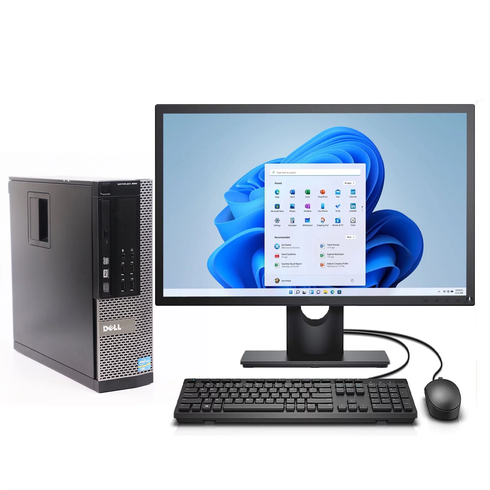 Used Dell OptiPlex 990 Desktop Computer PC, 3.10 GHz Intel Core i5 Quad-Core Gen 2, Dual Monitor Computer Bundle 8GB 1TB with 2x 22" LCD's Wi-Fi Windows 11 64bit