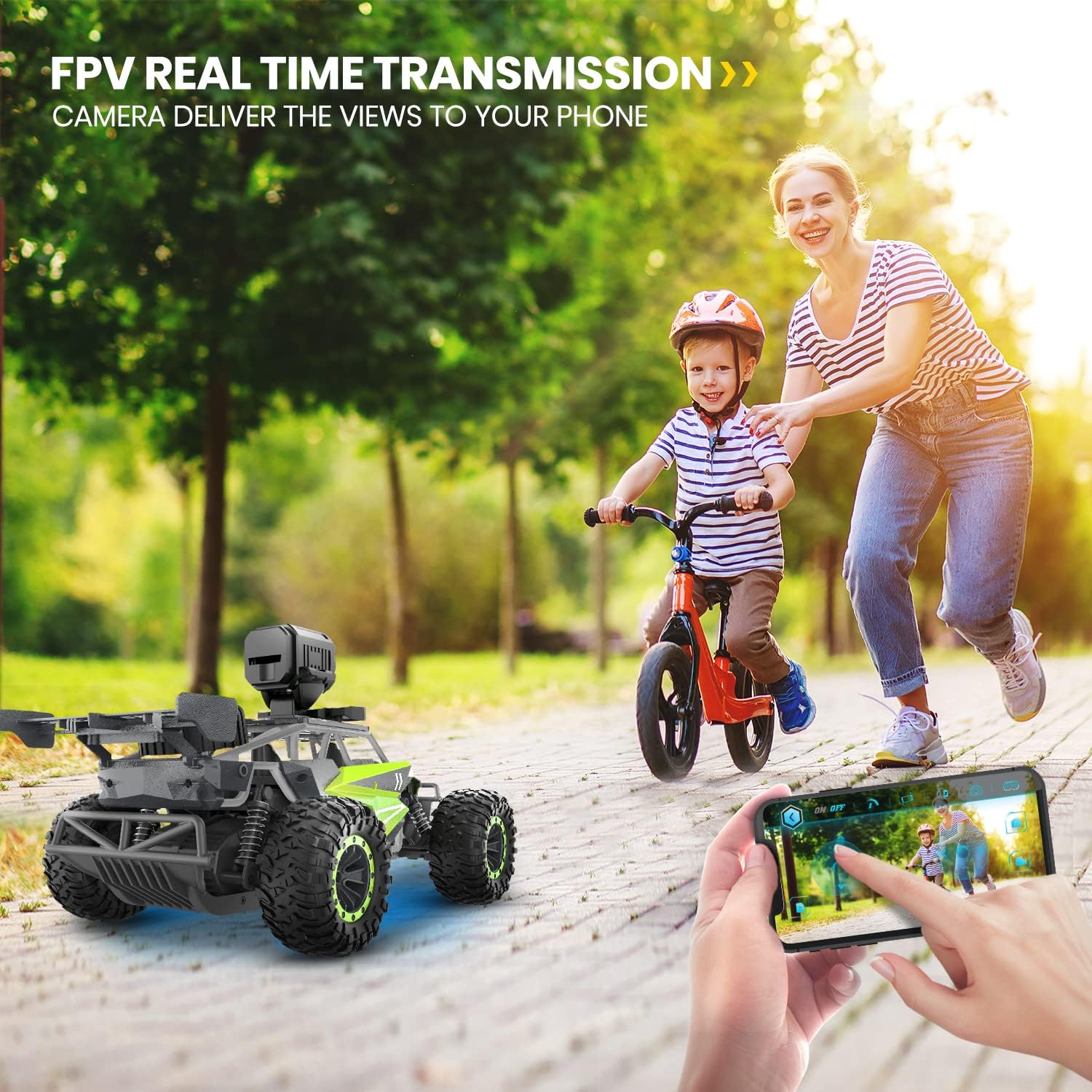 DEERC RC Cars DE36W Remote Control Car with 720P HD FPV Camera, 1/16 Scale Off-Road Remote Control Truck, High Speed Monster Trucks for Kids Adults 2 Batteries for 60 Min Play, Gift for Boys and Girls