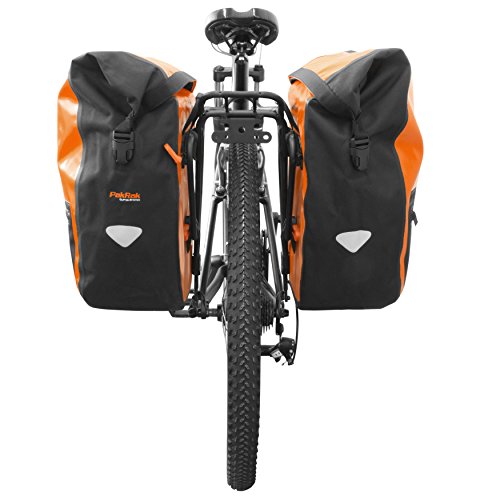 Ibera Bike Bag Panniers For Bicycles 30L (Pair) Waterproof -Bike Panniers PakRak Clip-On Quick-Release - Bike Saddle Bags For Rear Rack with Rain Cover - Pannier Fits Most Bicycle Racks (Black)