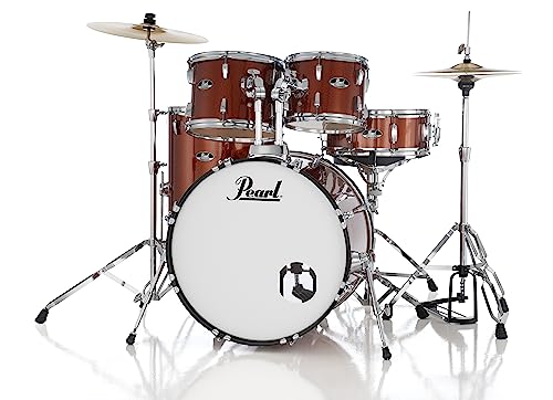 Pearl Roadshow Drum Set 4-Piece Complete Kit with Cymbals and Stands, Charcoal Metallic (RS584C/C706)