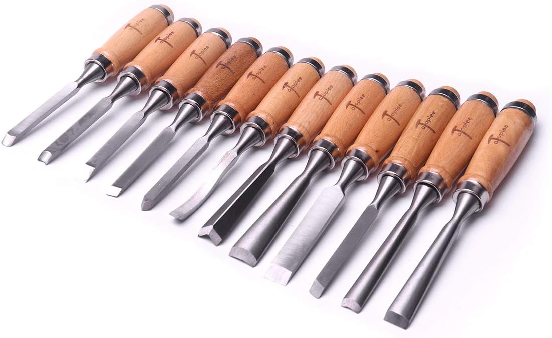 Atoplee 12pcs Wood Carving Hand Chisel Tool Carving Tools Woodworking Professional Gouges Set Pack of 2