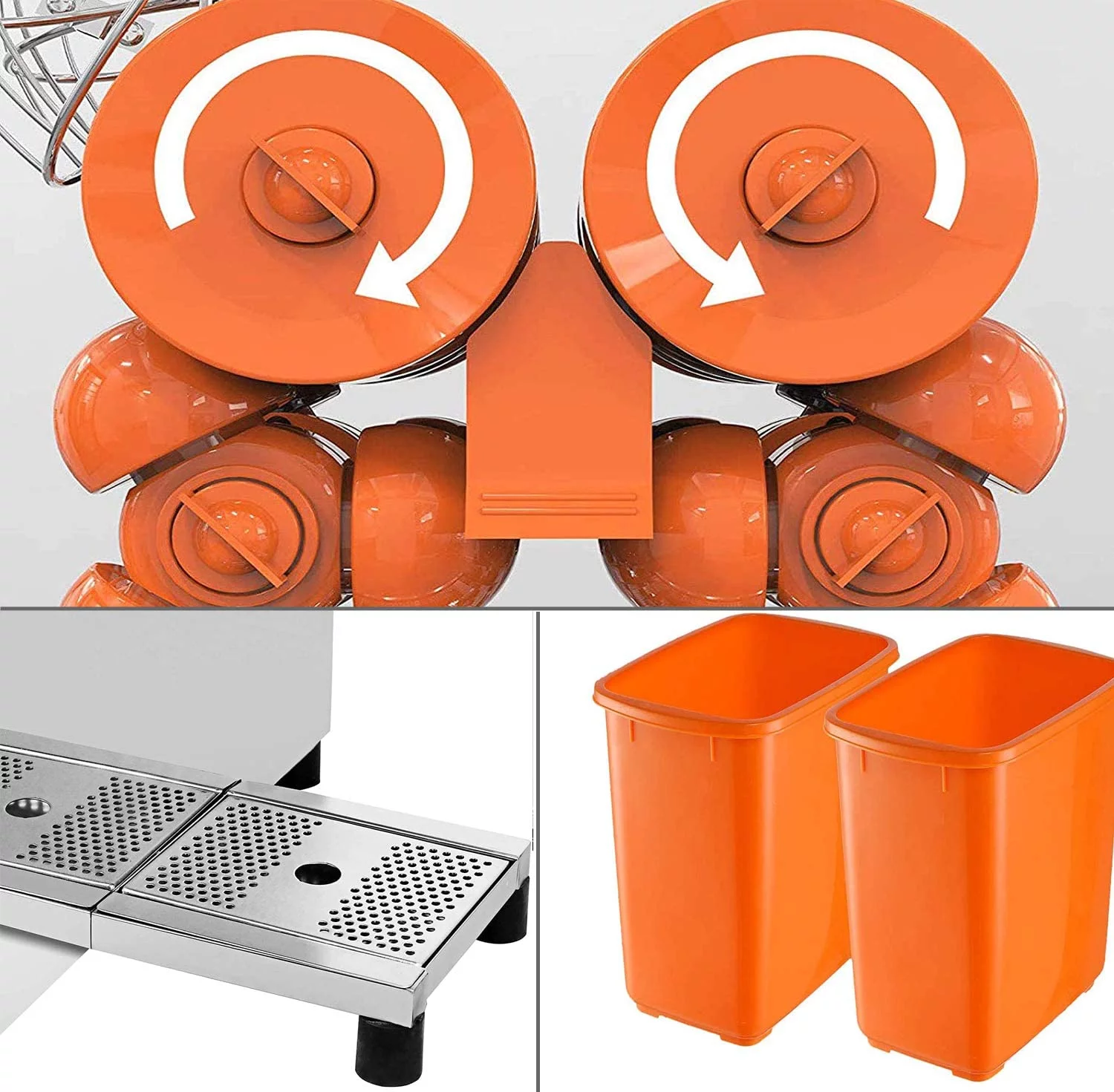 PreAsion 110V Commercial Orange Juice Machine Electric Orange Press Juicer Citrus Juice Squeezer with Plastic Basket with Scraper for Home Commercial Use