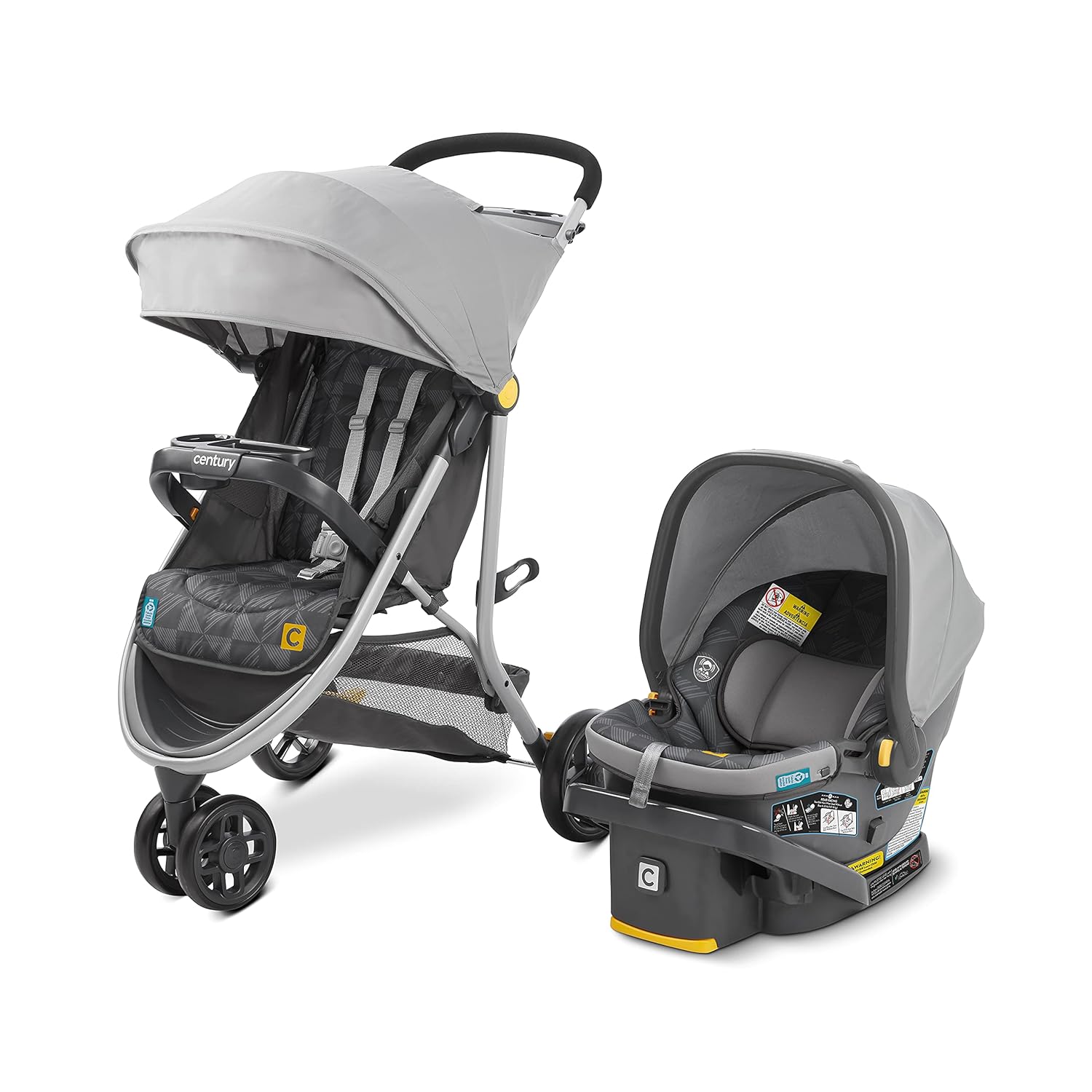 Century Stroll On 3-Wheel 2-in-1 Lightweight Travel System 鈥?Infant Car Seat and Stroller Combo, Splash