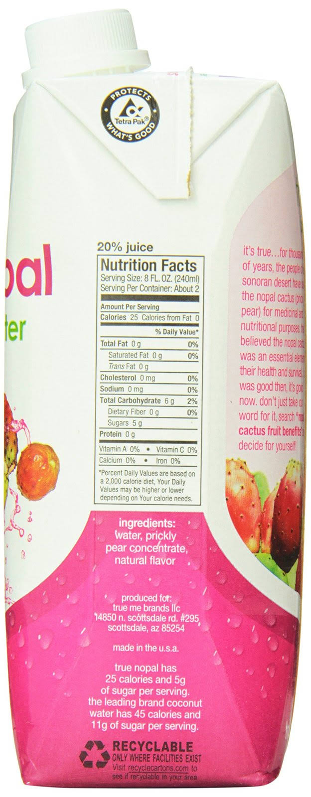 True Nopal Cactus Water, 16.90 fl. oz (Pack of 12)