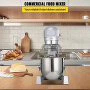 VEVOR Commercial Food Mixer, 15Qt 600W, 3 Speeds Adjustable, Heavy Duty 110V, Stainless Steel Bowl Dough Hooks Whisk Beater