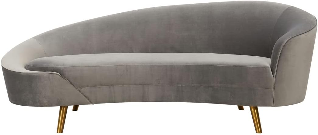 TOV Furniture Cleopatra 34.4" H Transitional Velvet Upholstered Sofa in Gray/Gold
