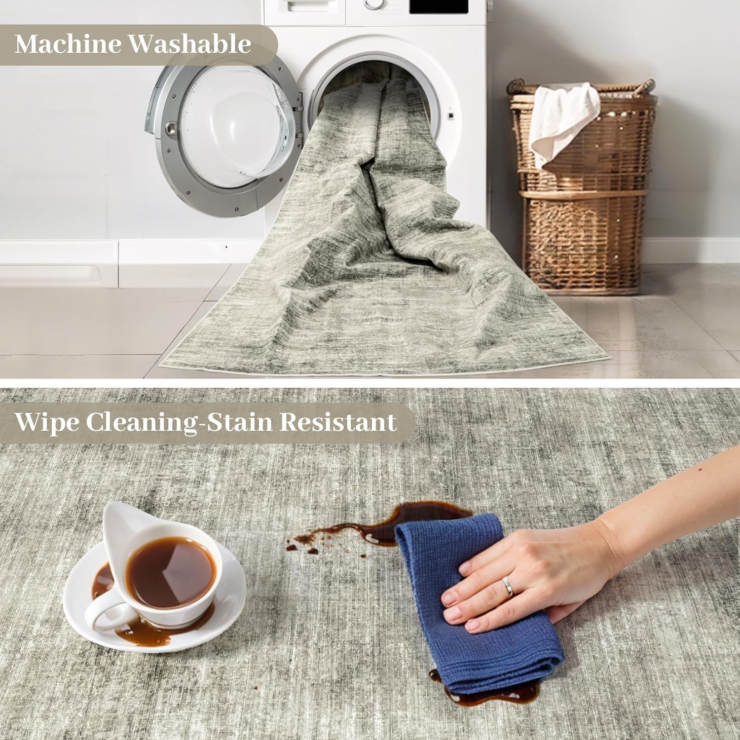 Area Rugs 9x12 for Living Room: Washable Rug 9x12 Large Soft Abstract Rug Indoor Carpet Non Slip Area Rug for Bedroom Dining Room Under Table Home Office Farmhouse(9 x 12, Grey)