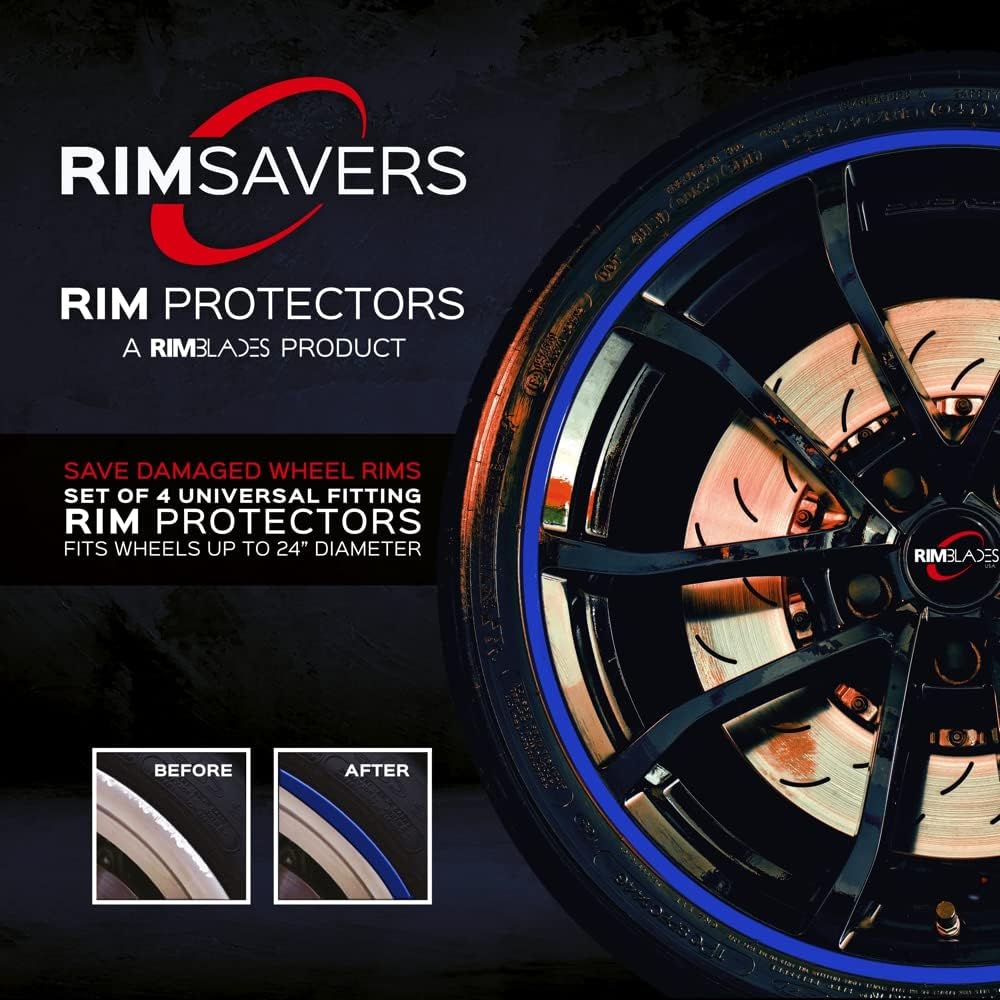 RimSavers RimBlades USA (Yellow) Wheel Rim Protectors Guard Alloy Wheel from Curb Rash – Set of 4 Rim Protectors Easy to Install