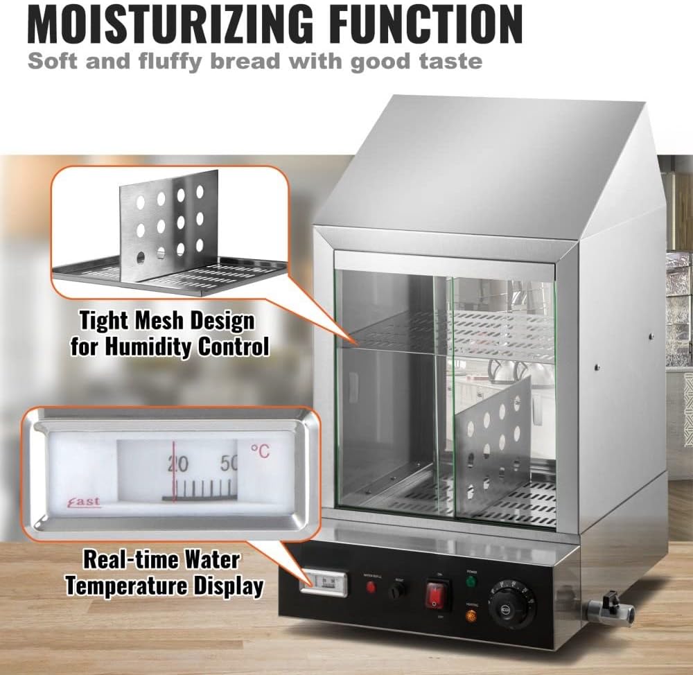 Commercial Hot Dog Steamer 2 Tier Electric Bun Warmer - Heavy Duty, Intelligent Temperature Control, Security First Protection