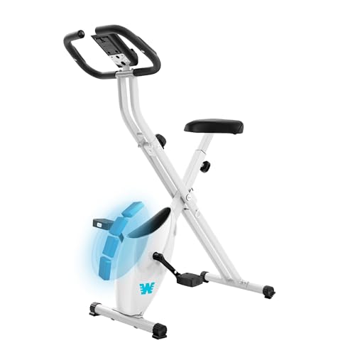 BARWING Stationary Exercise Bike for Home Workout, 5 IN 1 Foldable Indoor Cycling Bike for Seniors, 350LB Capacity, 16-Level Magnetic Resistance, Seat Backrest Adjustments