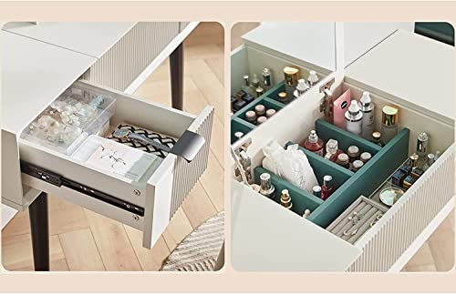 Vanity Table 2-in-1 Vanity Desk, Dressing Table with Drawers & Flip Top Mirror, Sturdy & Durable Frame Design Dressing Table Writing Desk Makeup Table