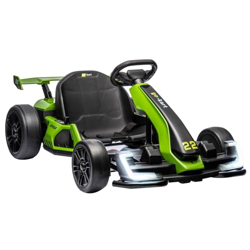 24V Electric Go Kart,300W Powerful Drift Kart for Kids, Electric Pedal Kart,with 300W Strong Motor, Drift/Sport Mode, Big Battery, Eva Tire,Length Adjustmen for Outdoor Racing Toy-White