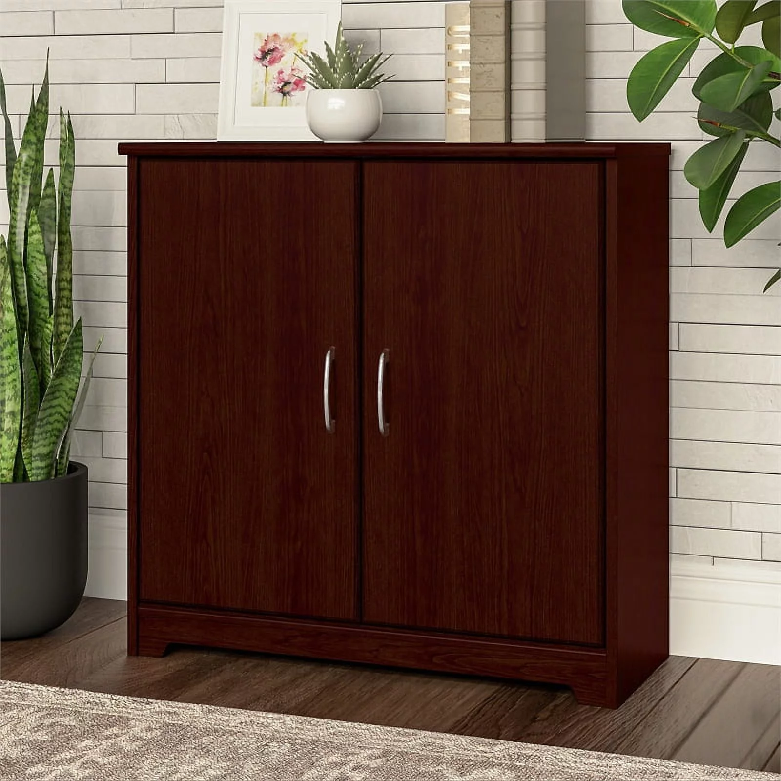 Bowery Hill Small Storage Cabinet in Harvest Cherry - Engineered Wood