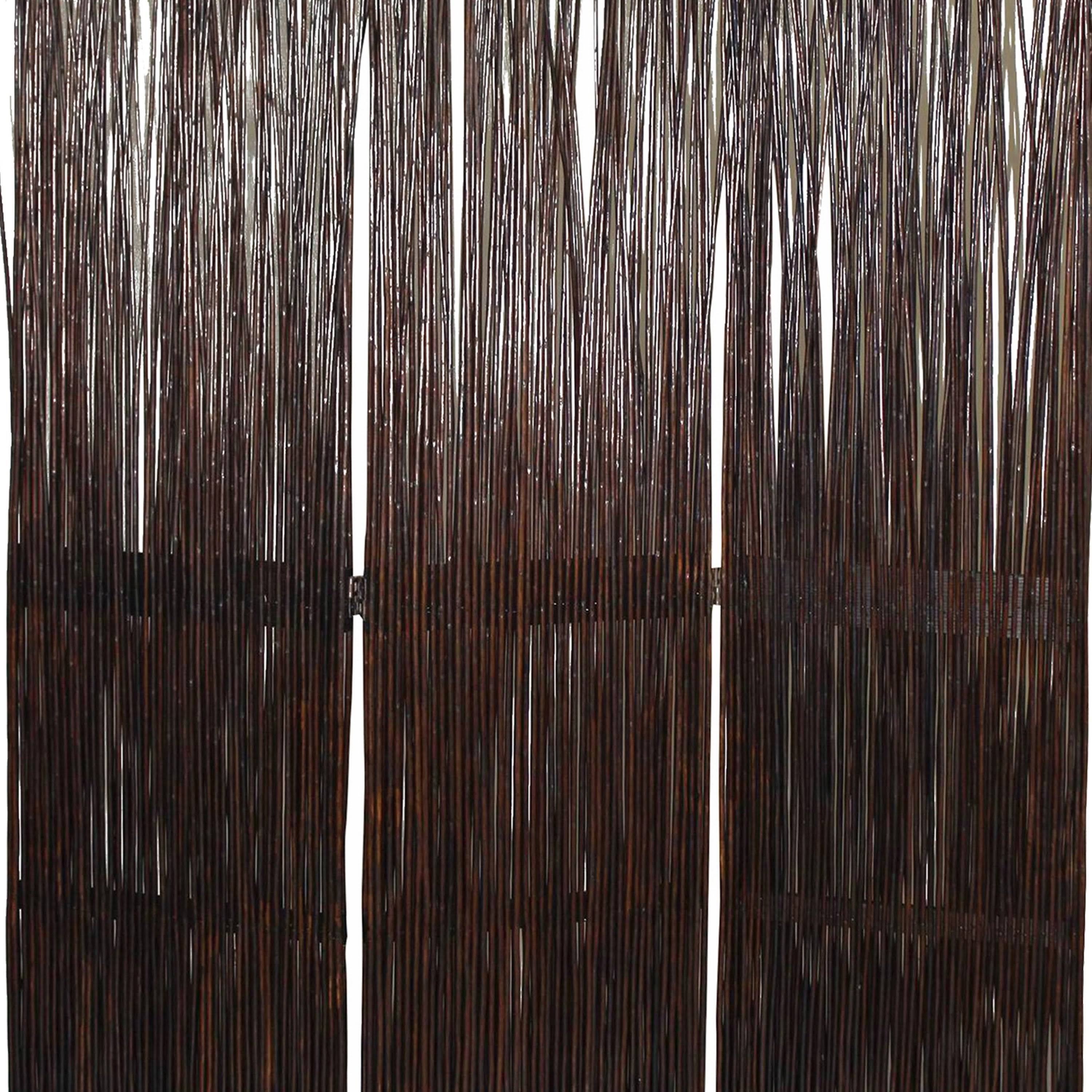 Benzara BM205785 Traditional 3 Panel Wooden Willow Branch Room Divider Brown