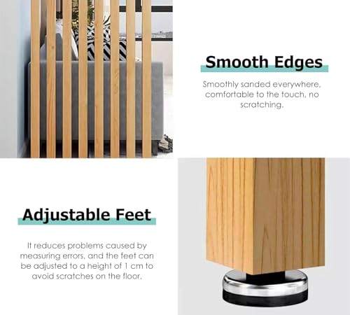 Room Divider Wood Grain Screen Partition Post Aluminum Alloy, Floor to Ceiling Wall Separator with All Accessories, Decorating Bed Entrance Office