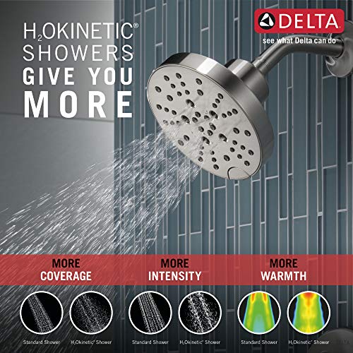 Delta Faucet Nicoli 14 Series Single-Handle Gold Shower Faucet, Shower Trim Kit with 5-Spray H2Okinetic Shower Head, Champagne Bronze 142749-CZ (Shower Valve Included)