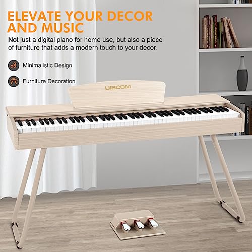 88 Key Weighted Keyboard Piano - Beginner Digital Piano Full Size Multi-Functional Wooden Electric Keyboard with Portable Stand | Power Adapter | Triple Pedal | MIDI Connecting