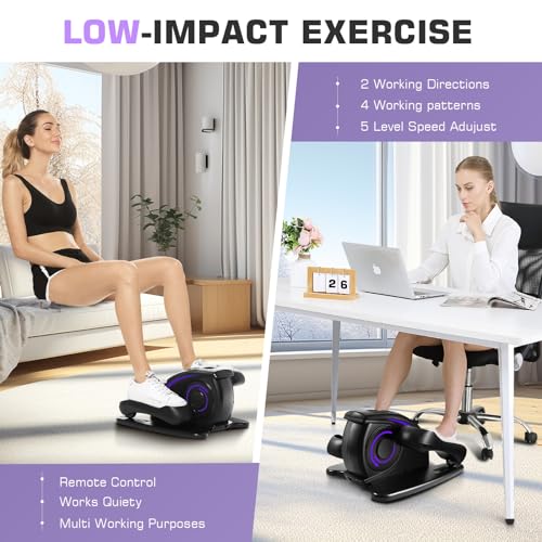 ANCHEER Under Desk Elliptical Machine, Electric Seated Pedal Exerciser, Mini Elliptical Machines for Seniors, LCD Display Monitor, Remote Control, Leg Exerciser for Home