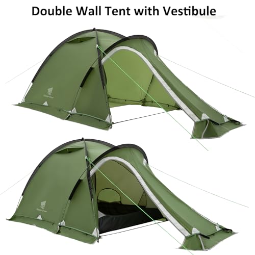 Geertop Portable 2 Person 4 Season Tent Waterproof Backpacking Tent Double Layer All Weather for Camping Hiking Travel Climbing Mountaineering - Easy Set Up
