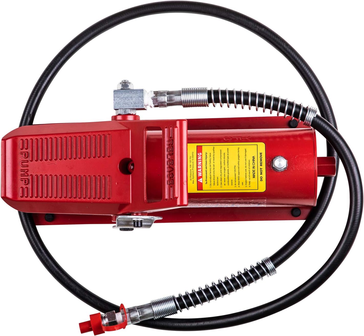 Taixinhyd Air Hydraulic Pump 10,000 PSI 10 Ton Porta Power Hydraulic Air Foot Pump Control Lift with Air Line Lubricator Hose