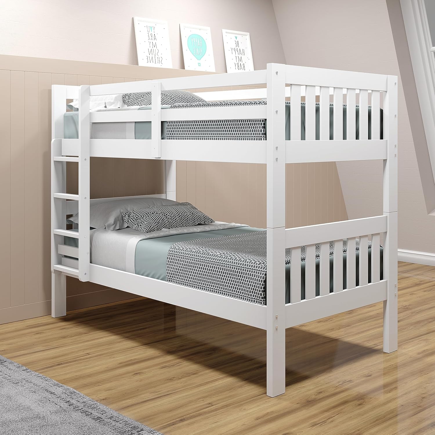 Donco Kids Austin Mission Twin Over Twin White Bunkbed