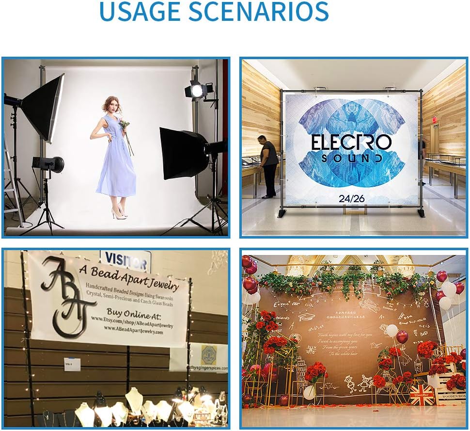 ShowMaven 10x8ft Photography Backdrop Stand Heavy Duty, Background Support Stand,Banner Stand Adjustable Trade Show Display Stand Step and Repeat Stand