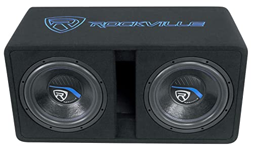 Rockville DV10K52 Dual 10" K5 2400w Car Subwoofers+Vented Sub Enclosure Box/2Ohm, Black