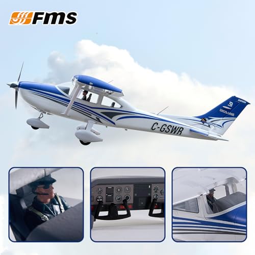 Fms Rc Planes for Beginners Remote Control Airplane for Adults Single-Engine Propeller Airplane 1500MM Cessna 182 Blue 6 Channel Hobby Rc Airplanes PNP (No Radio, Battery, Charger)