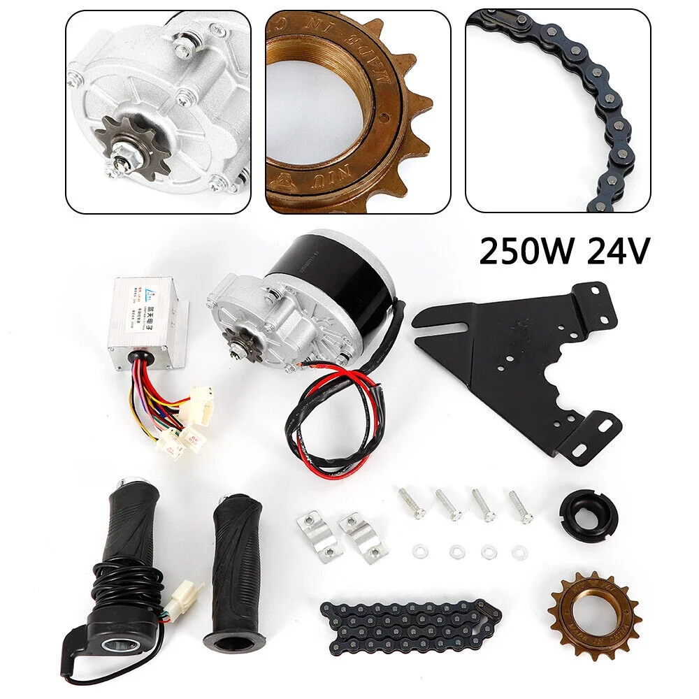 ZhdnBhnos 24V 250W Electric Bicycle Conversion Kit E-Bike 16-28inch Wheel Motor Kit with Chain Motor Controller Freewheel