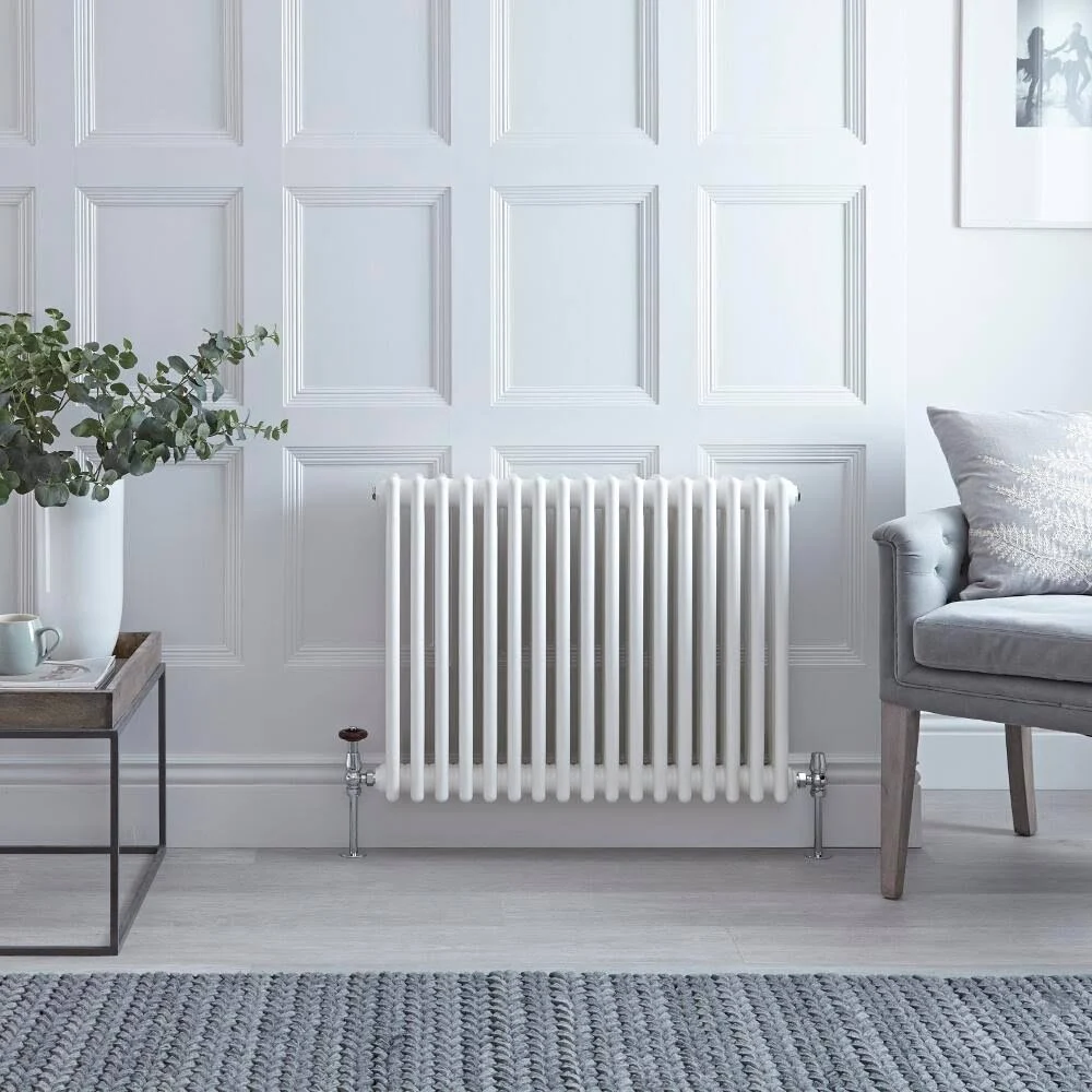 Traditional Tall Column RADIATOR, Cast Iron Style, 23.6x22 x 31x22 in White Finish NAHB0078