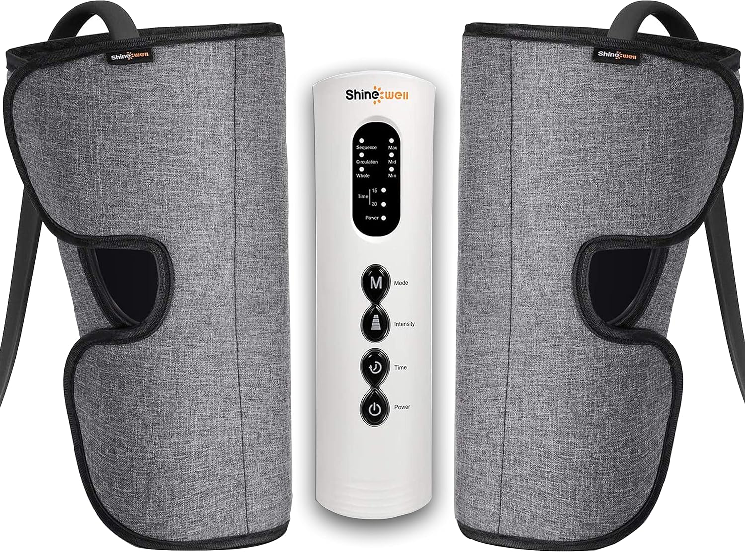 SHINE WELL Leg Massager for Circulation, Leg Compression Massager for Calf Foot and Arms, Calf Massager with 3 Modes 3 Intensities 2 Timing, Helpful for Restless Legs Syndrome Relief, Pain Relief