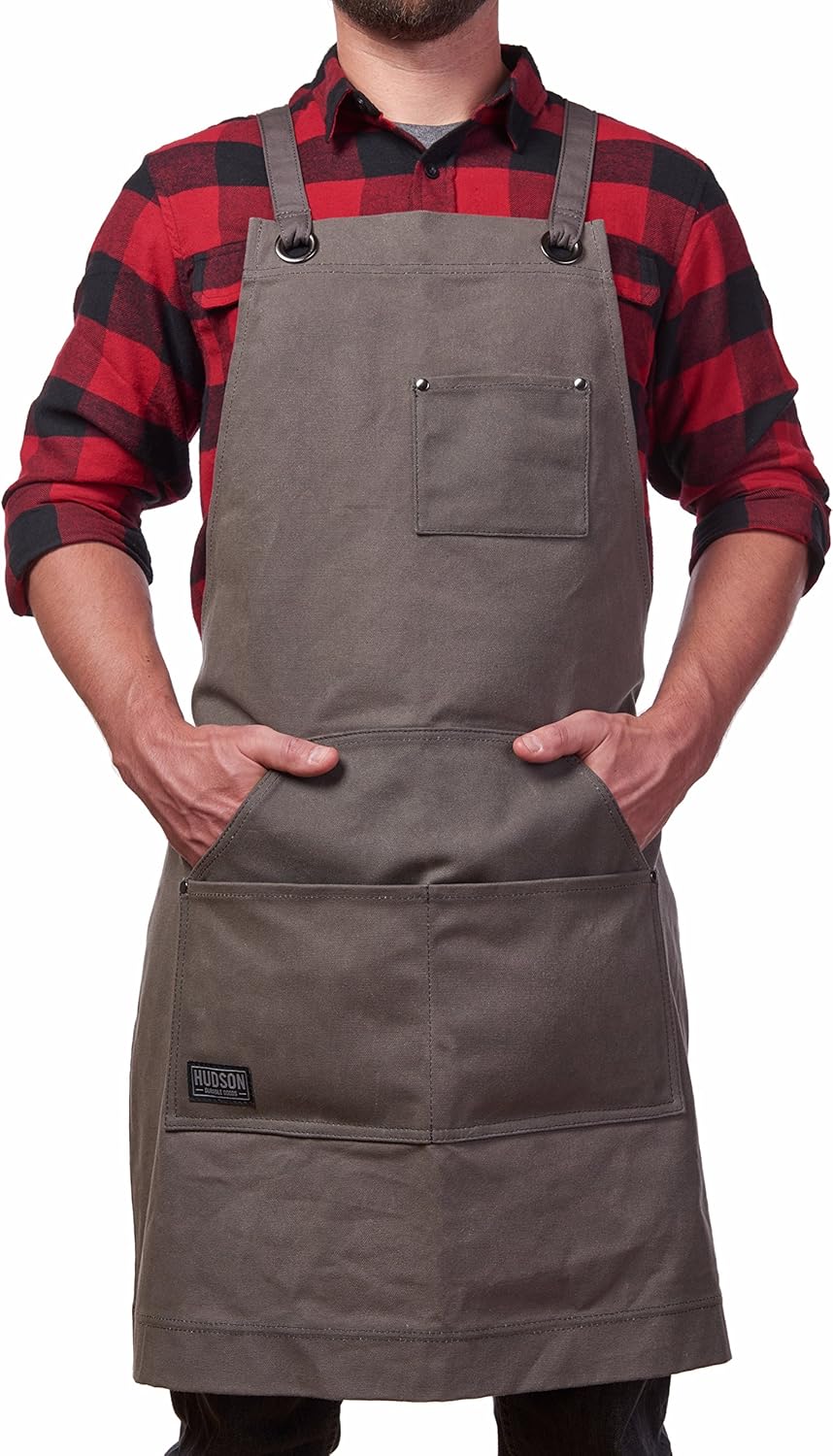 Hudson Durable Goods - Woodworking Edition - Waxed Canvas Apron - Brown Pack of 2