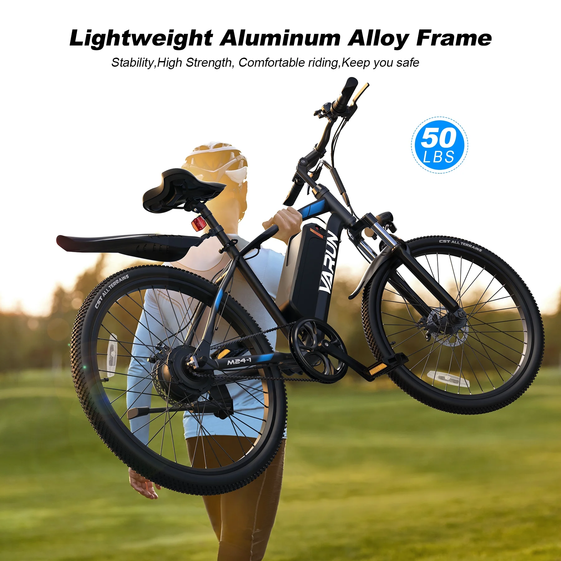 VARUN Electric Bike for Adults, 350W 20MPH Commuter Ebike with 36V Removable Battery, 24'' Electric Mountain Bike with Front Fork Suspension and Dual Disc Brakes - Curated Treasures Market