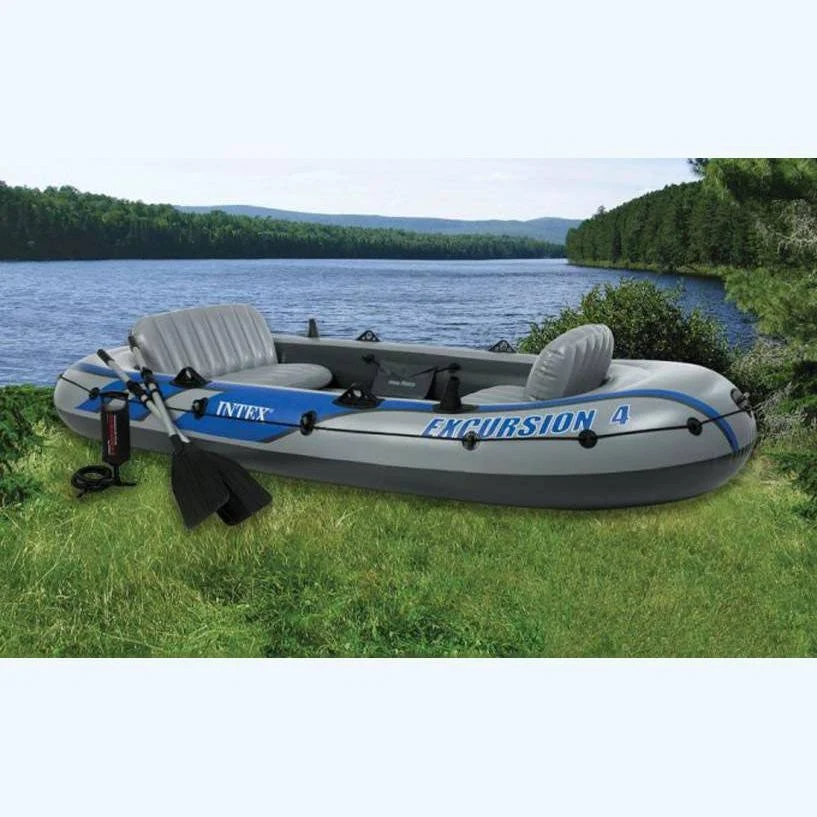 Intex Excursion 4 Inflatable Rafting/Fishing Boat Set with 2 Oars 68324EP