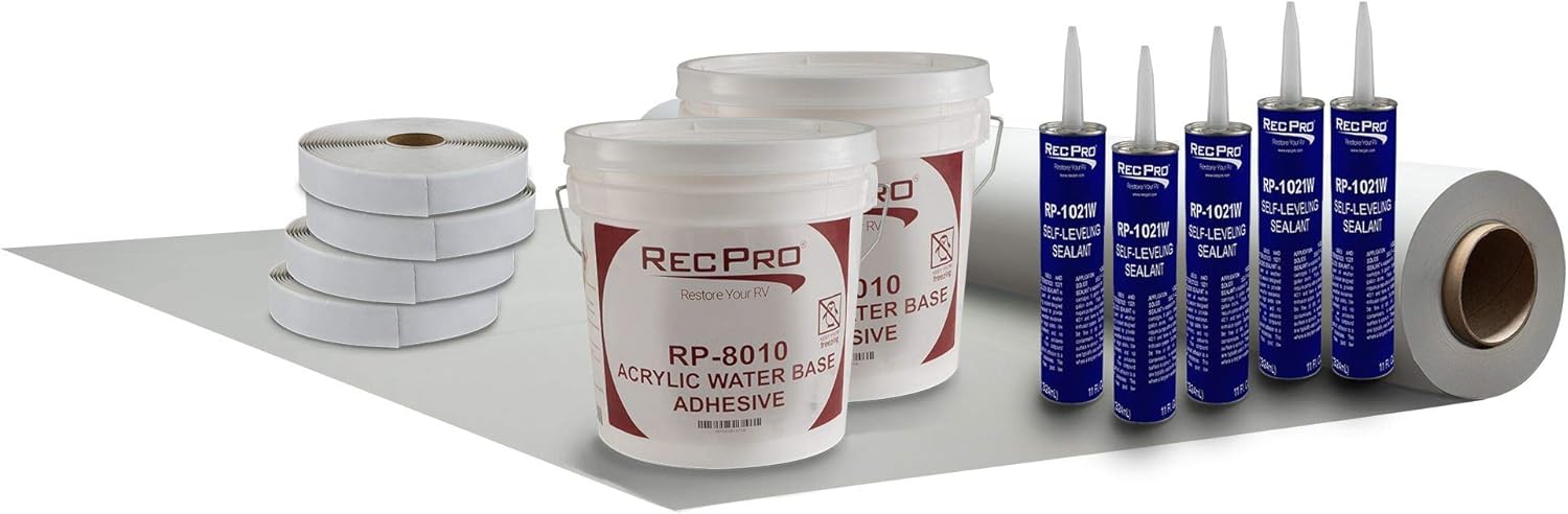 RecPro Extreme Duty RV Rubber Roof Kit | 8.5' Wide | Camper Roof | Motor Home Roof | Trailer Roof (35')
