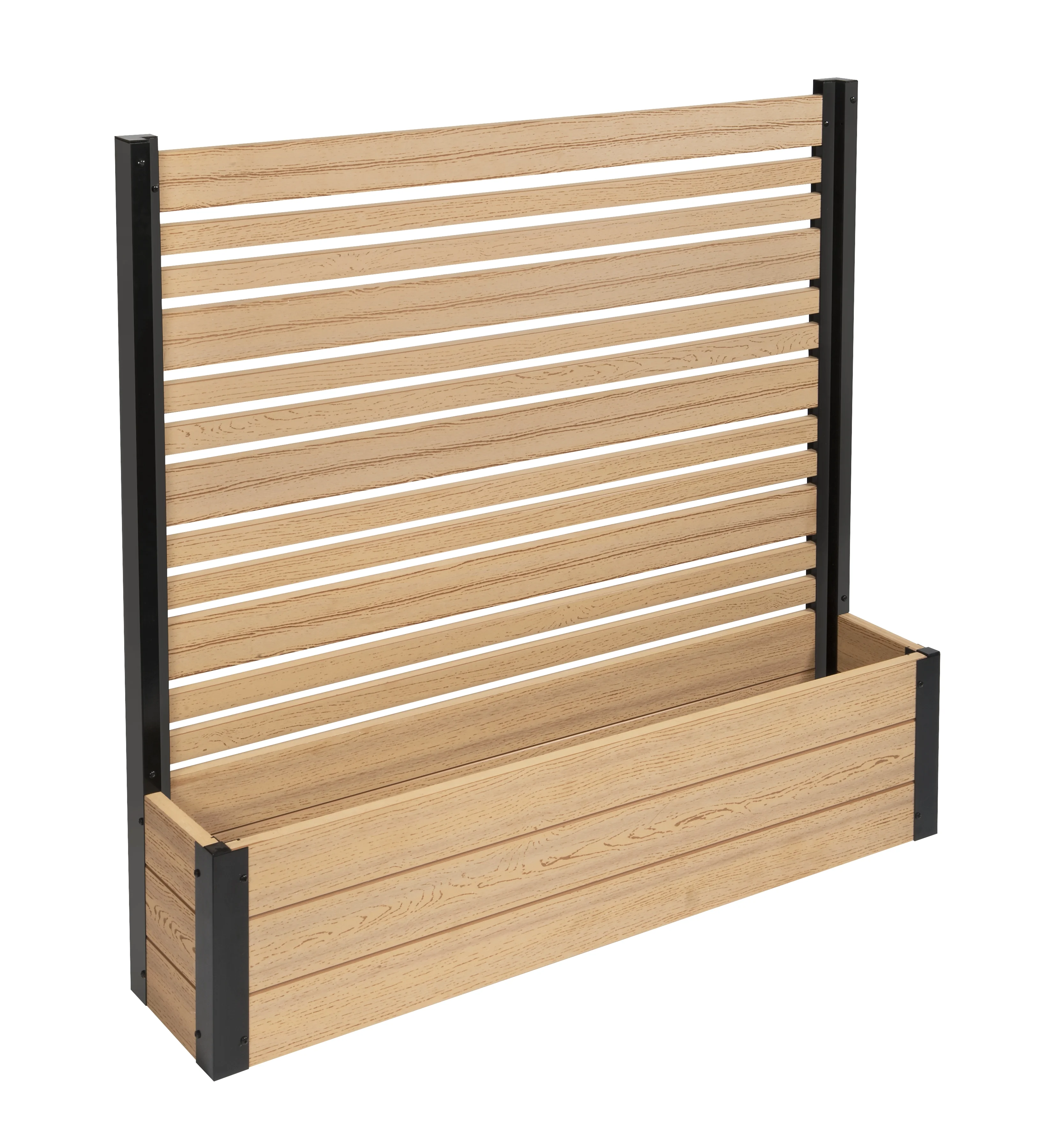 Florence Freestanding WoodTek Vinyl Outdoor Privacy Screen and Planter Box Kit (1 Screen)(4ft H x 4ft W x 1ft L)