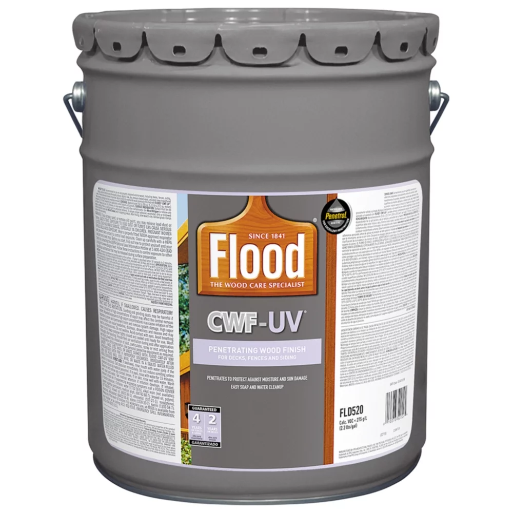 Flood CWF-UV Wood Stain, Transparent Natural Finish, 5 Gallon