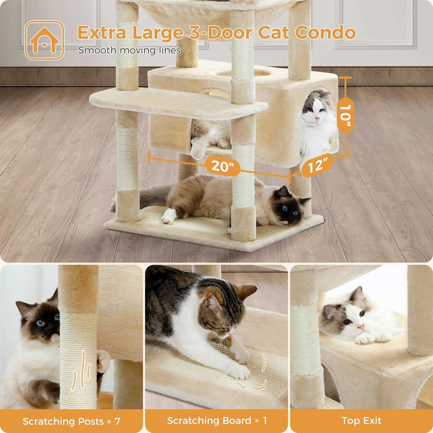 Pawz Road 73 inch Cat Tree for Large Cats Multi Level Tall Cat Tower Condo with 7 Scratching Posts - Pet Supplies online store