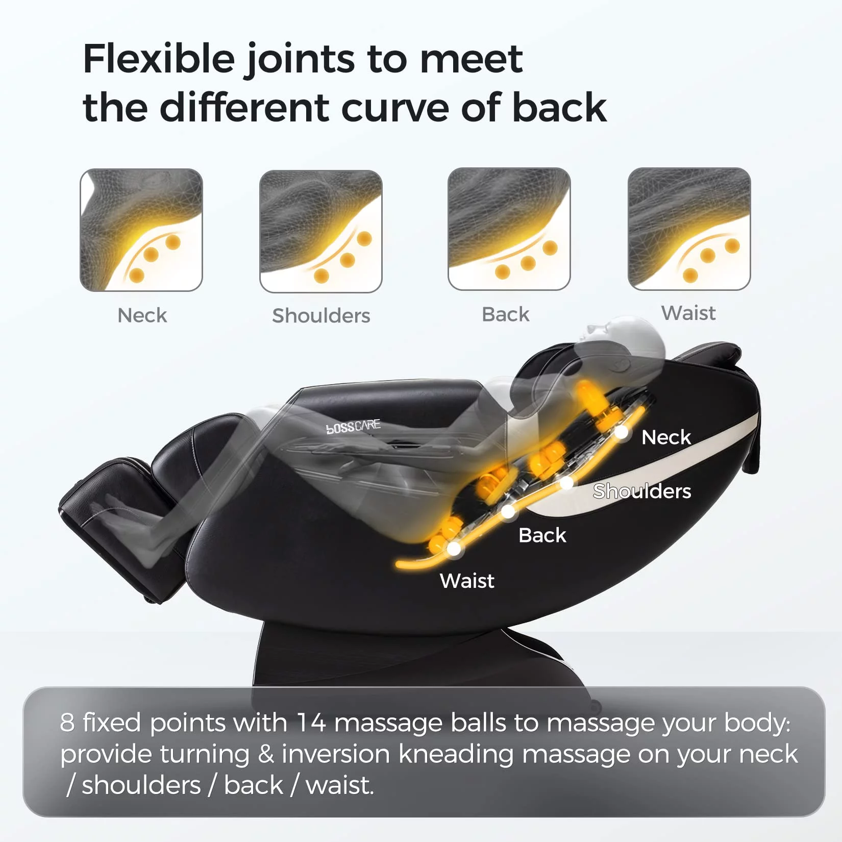 BOSSCARE Massage Chair Zero Gravity Full Body with Airbag Massage Black