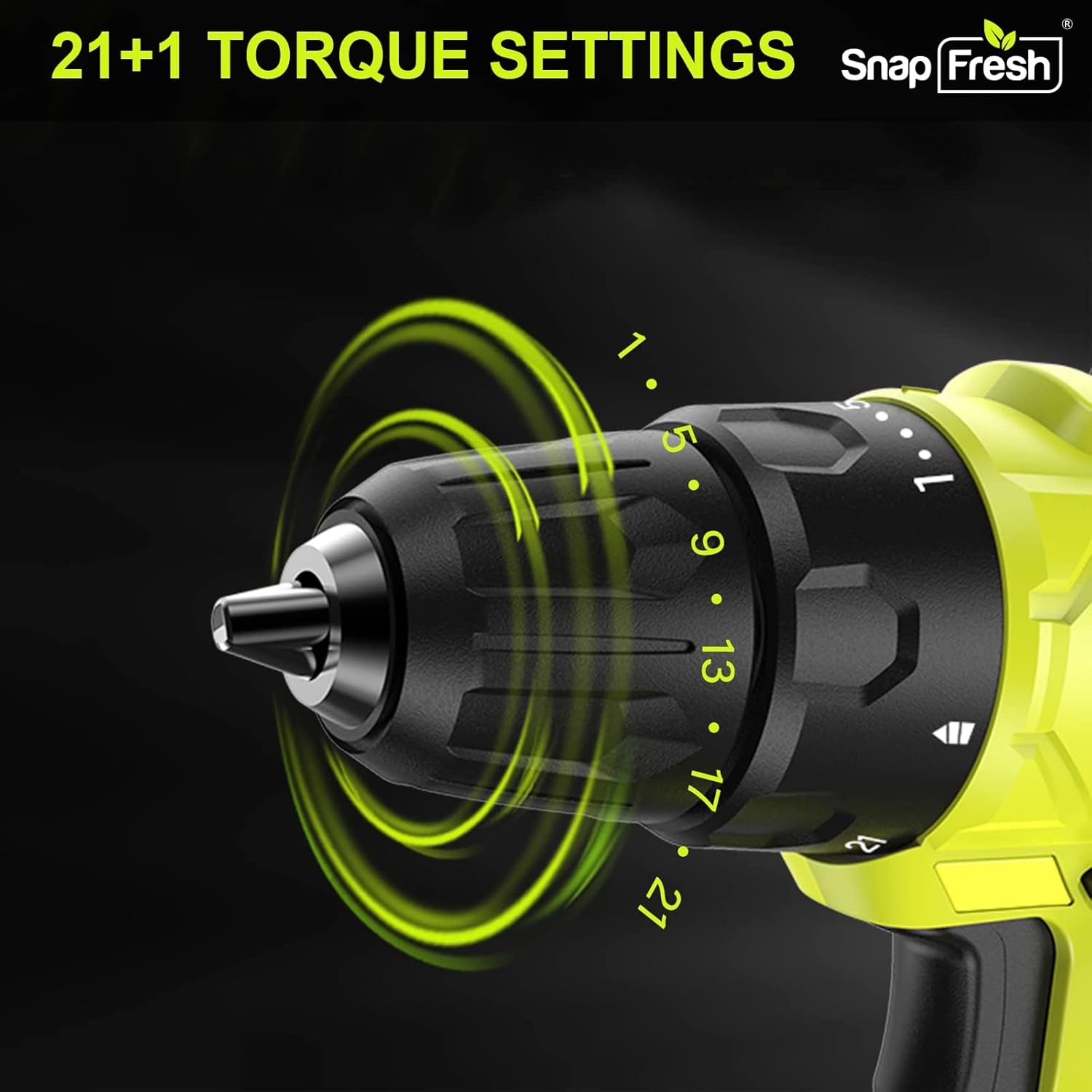 Cordless Drill - SnapFresh 20V Cordless Drill with Battery and Charger, Power Drill Set with 2 Variable Speed, 21+1 Torque Setting, Lightweight, LED, 43pcs Drill Bits, Impact Drill Set for Home, DIY Pack of 2