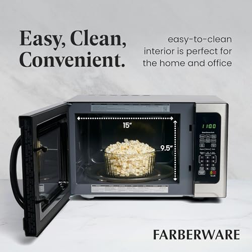Farberware Countertop Microwave 1100 Watts, Microwave Oven With LED Lighting and Child Lock - Perfect for Apartments and Dorms - Easy Clean