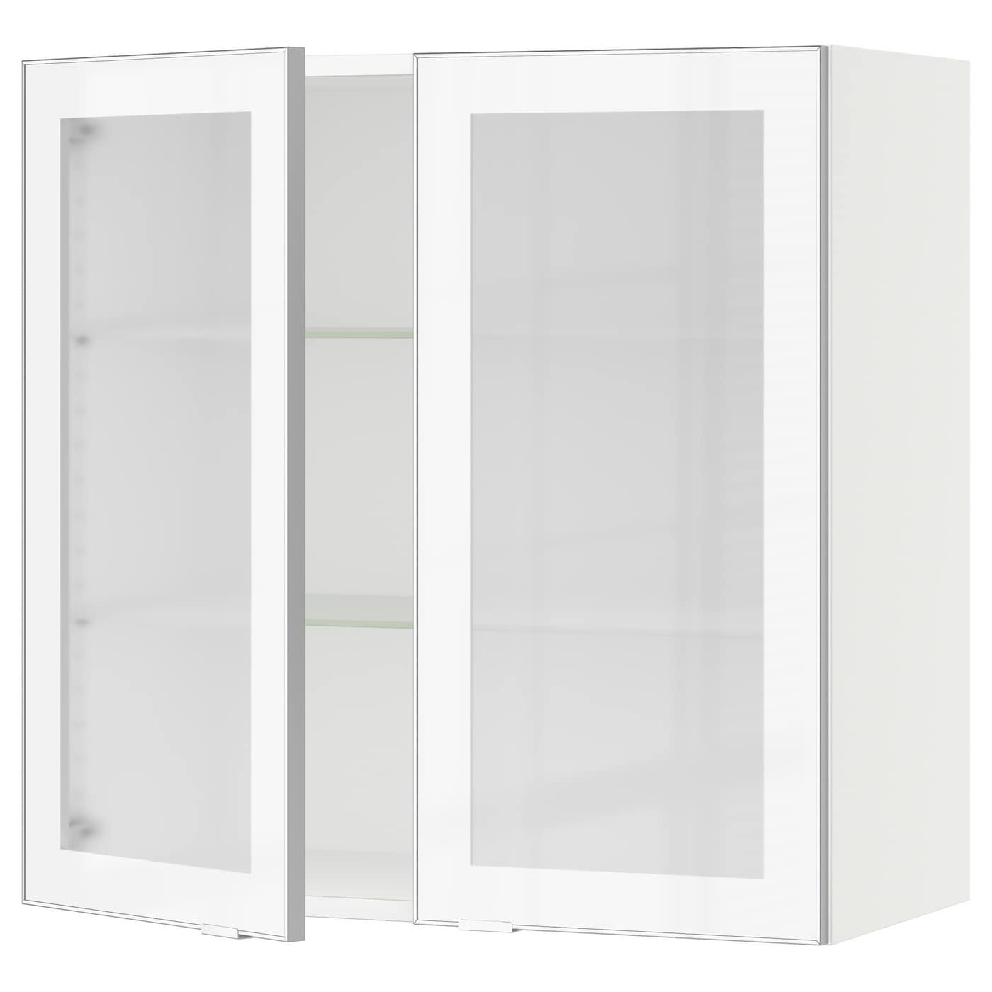 IKEA - SEKTION Wall Cabinet with 2 Glass Doors, white/Jutis Frosted Glass, 30x15x30