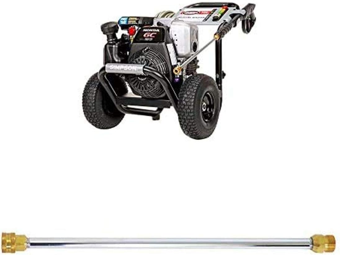 Simpson Cleaning MSH3125 MegaShot Gas Pressure Washer Powered by Honda GC190, 3200 PSI at 2.5 GPM, (49 State) + Simpson Cleaning 80149 Universal 16" Spray Wand for Cold Water Pressure Washers