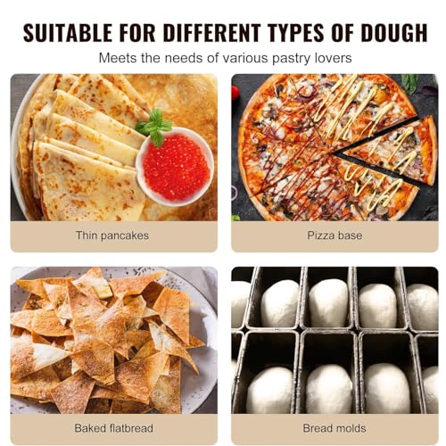 Manual Dough Roller Press for Home, 15-16cm Stainless Steel Pizza Dough Sheeter, Cooking Kitchen Tools for Pizza Dough Pastry, Perfect for Pizza Shop, Street Vendors, Pastry Shop
